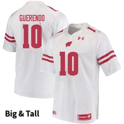 Men's Wisconsin Badgers NCAA #10 Isaac Guerendo White Authentic Under Armour Big & Tall Stitched College Football Jersey KM31R12SE